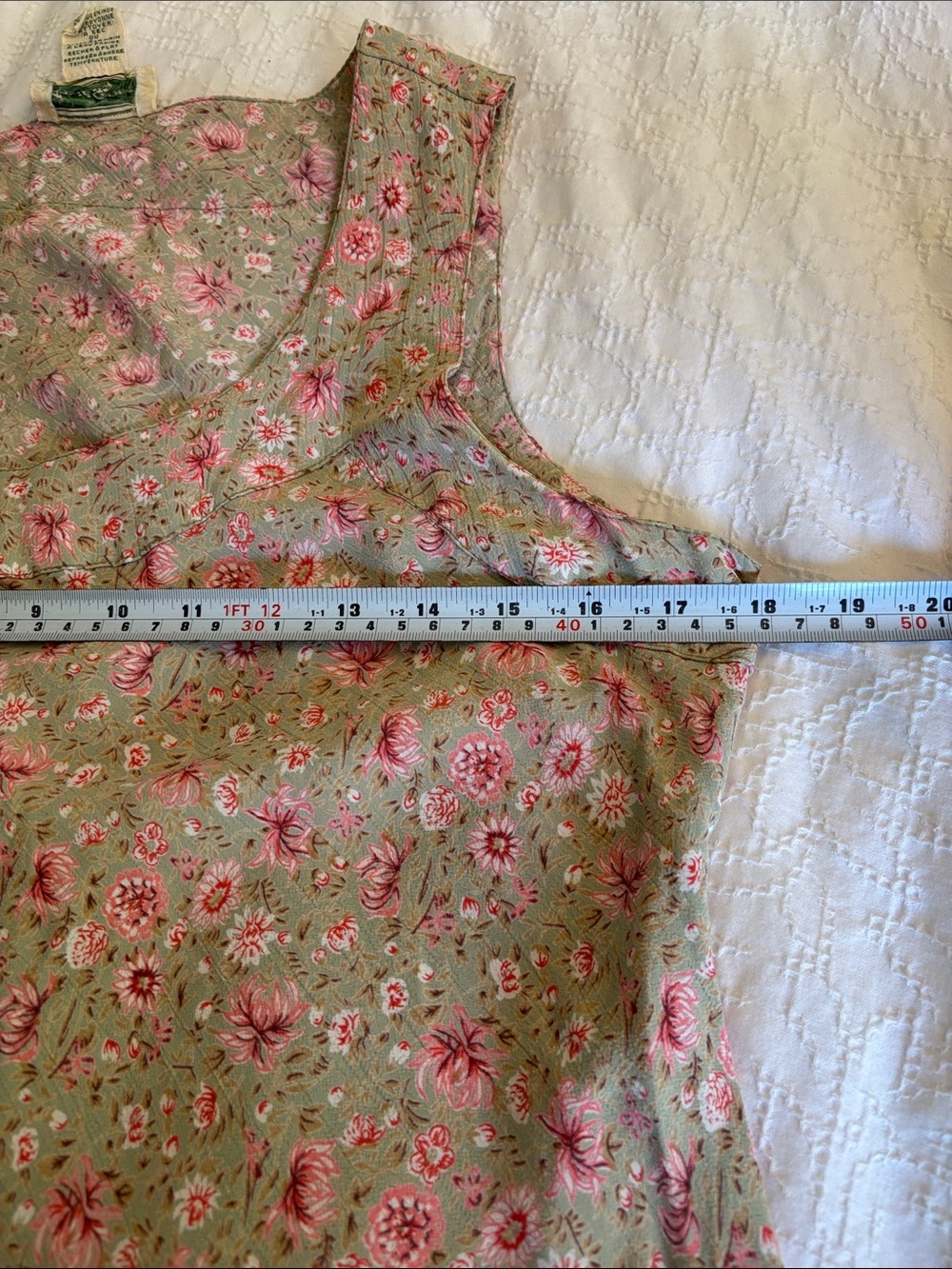 April Cornell Size Medium Floral Sleeveless Midi Dress Sage Pink Cottage Core - Picture 7 of 10